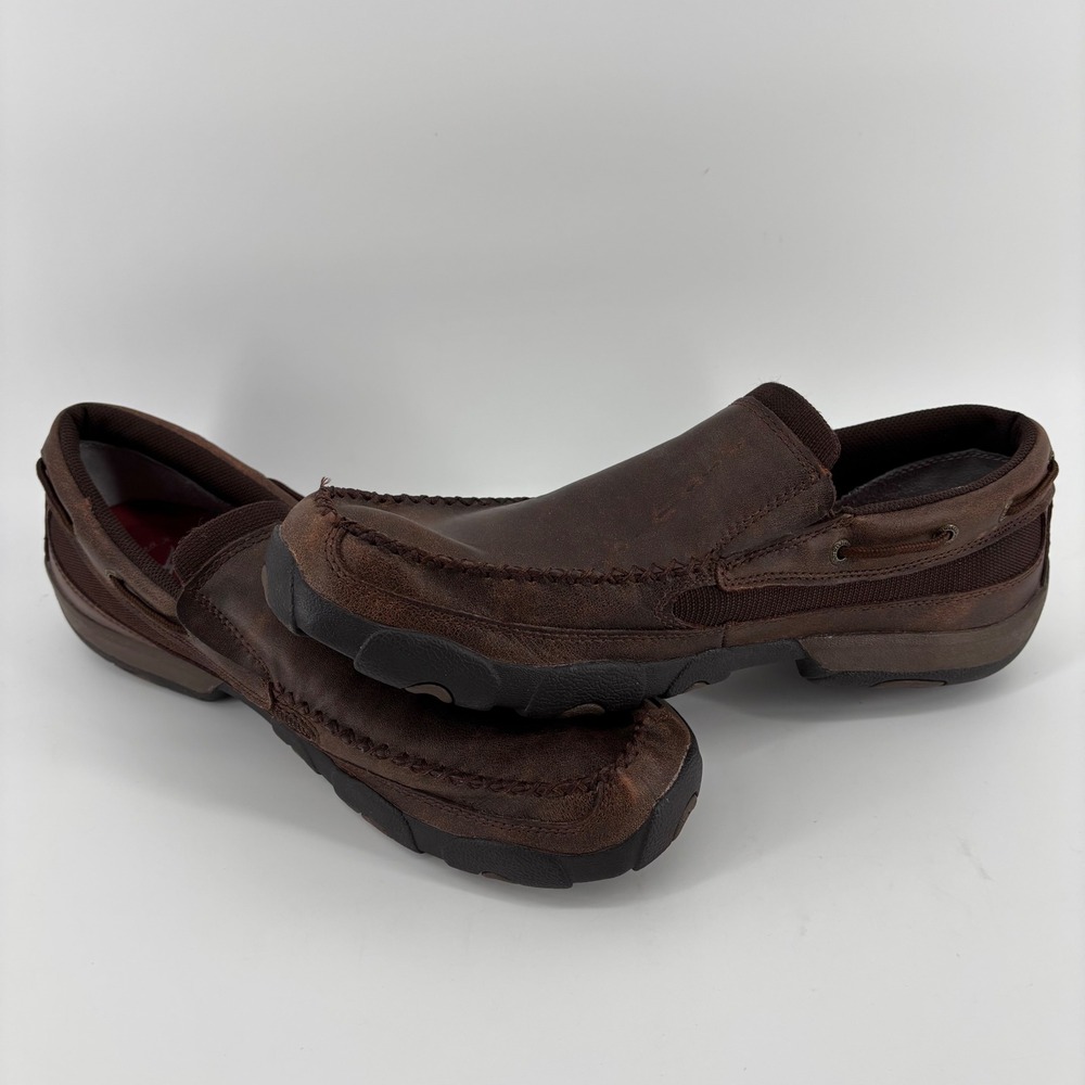 Twisted X Driving Moc Loafers Mens 13 Brown Leather Slip On Casual Comfort